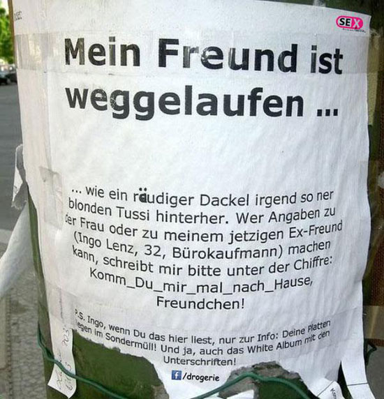 Mein Freund ist weggelaufen