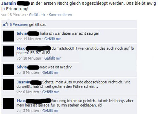 In der ersten Nacht abgeschleppt werden