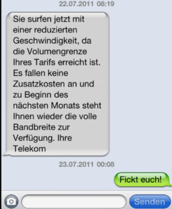 sie surfen jetzt mit reduzierter geschwindigkeit