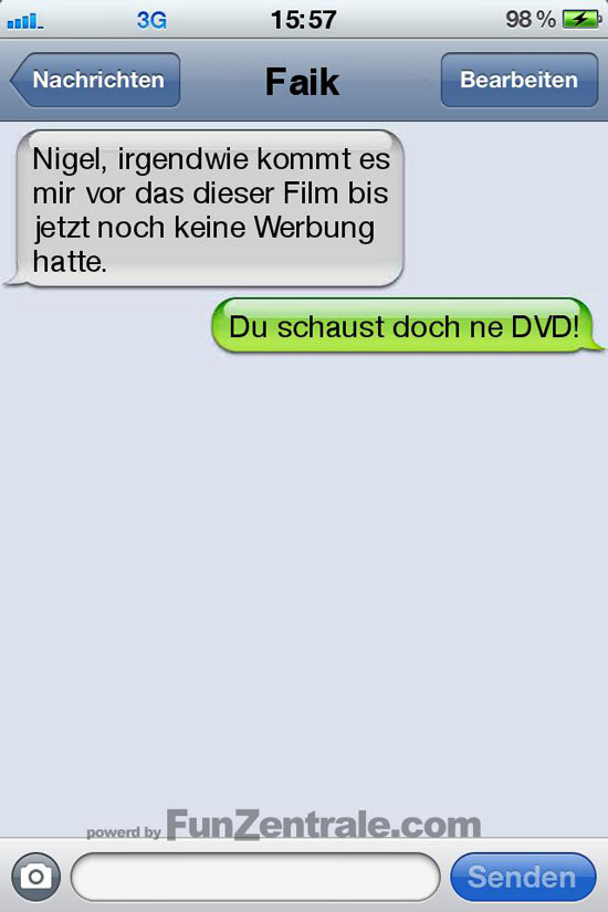 sms fail du schaust noch ne dvd