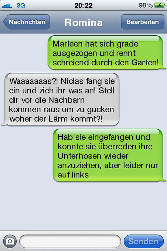 sms fail Marlene hat sich gerade ausgezogen