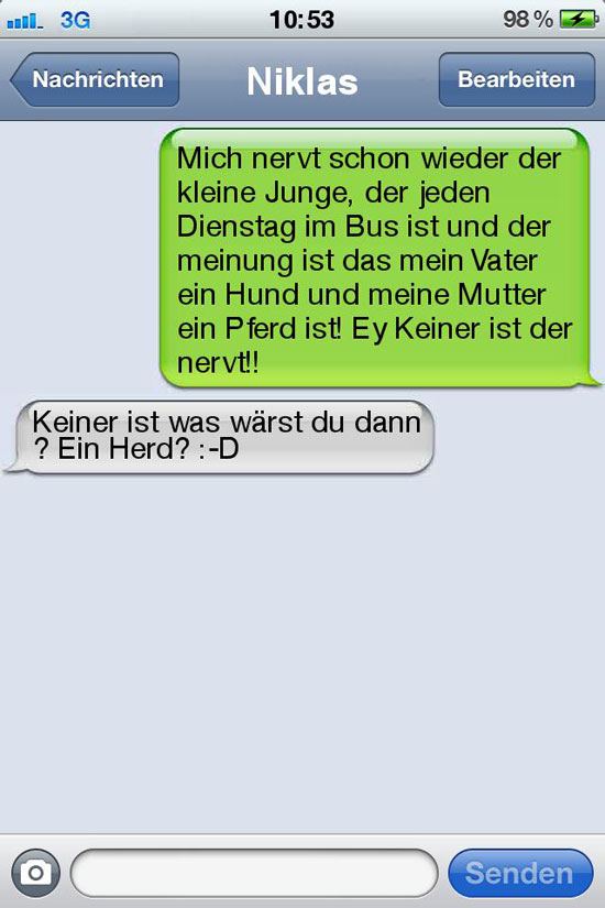 sms fail pferd herd