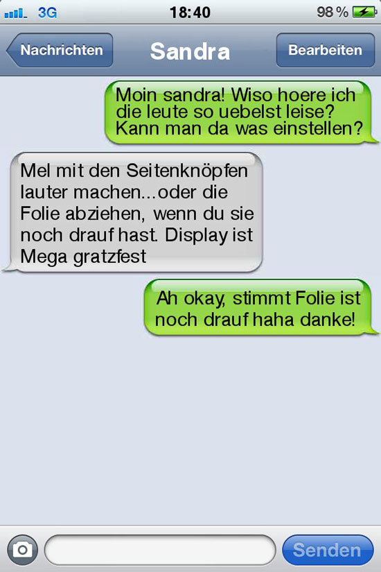 sms fail uebelst leise