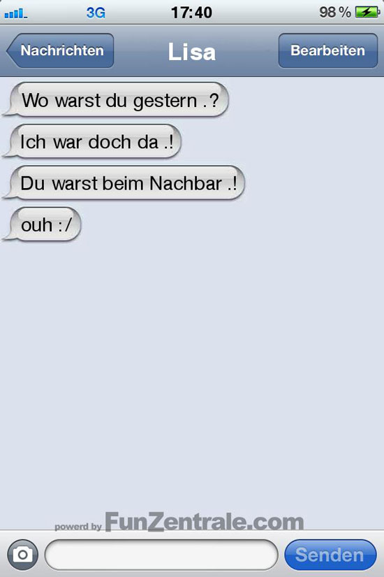 sms fail wo warst du