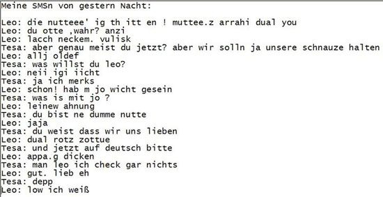 SMS von gestern Nacht