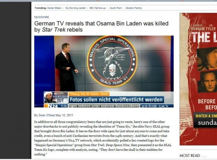 Osama war ein rotes T-Shirt? (Captain Kirk rettet den Tag?)