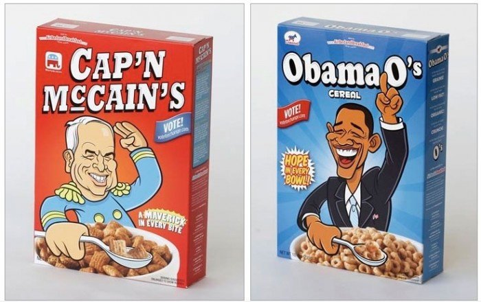 Frühstücksflocken gegangen politisch: Obama O & Cap'n McCains