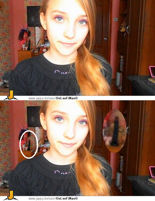 Upps Dildo im Hintergrund