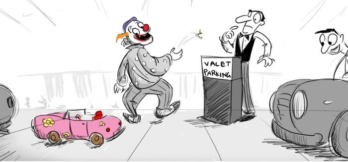 Clown Parkplatz