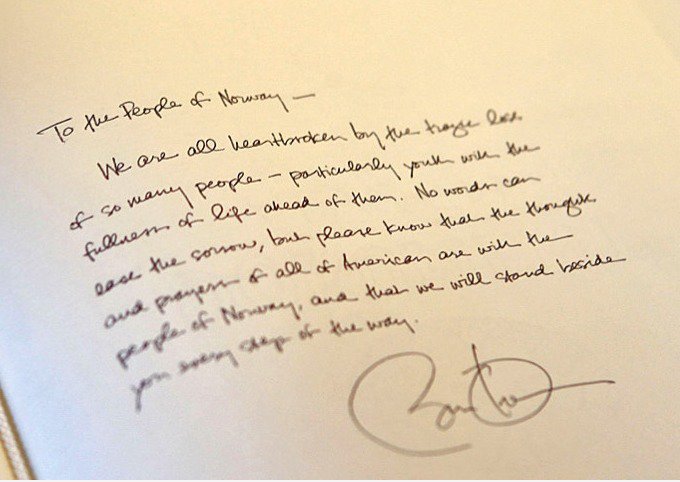 "Um die Menschen in Norwegen ..." - Barack Obama