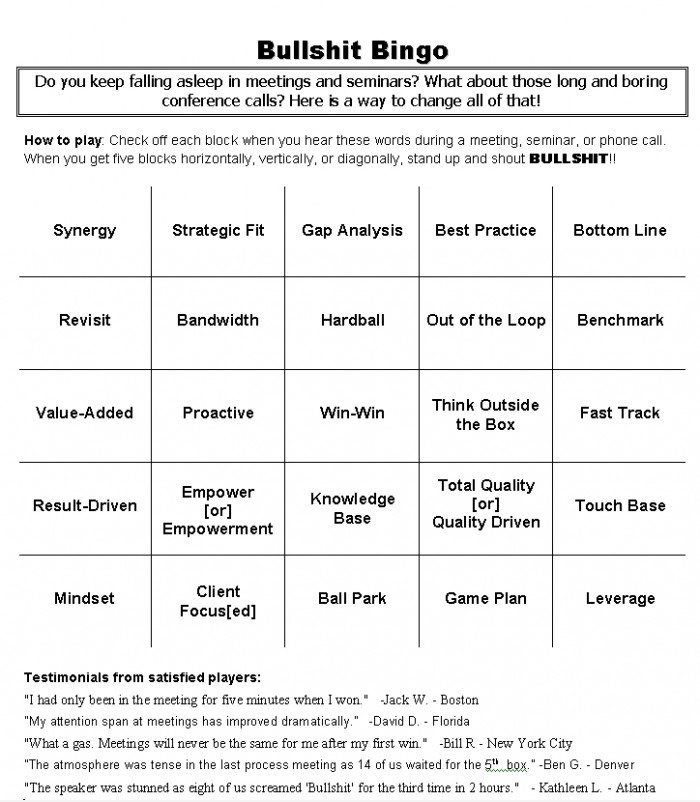 Bulls ** t Bingo