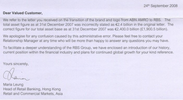 Kein Wunder, RBS verloren, so viel Geld