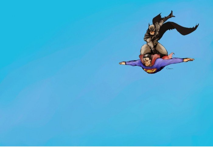Batman Surfen auf Superman