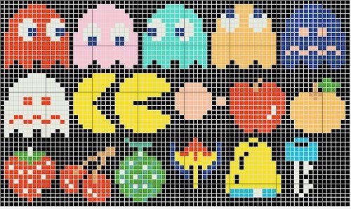Kreuzstich-Quilt-pacman-Zeichen