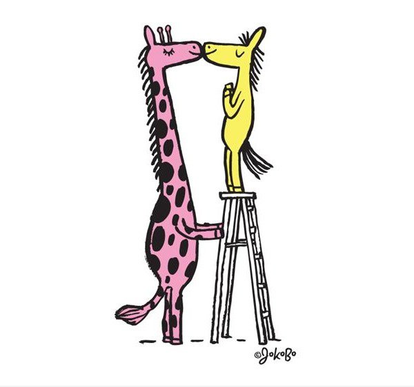 Liebe zwischen Giraffen und Pferd