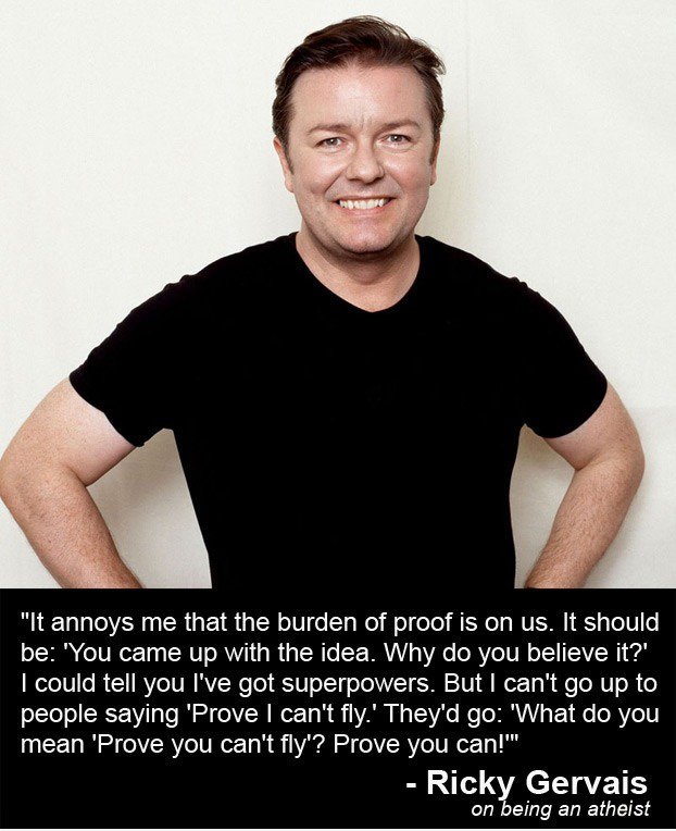 Ricky Gervais darauf, ein Atheist