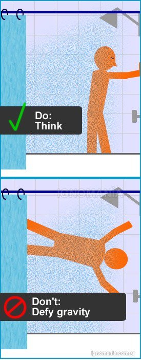 Dusche Hinweise: Denken und Schwerkraft