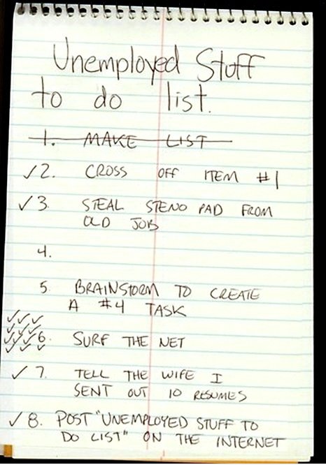 Arbeitslose Stuff to-do-Liste