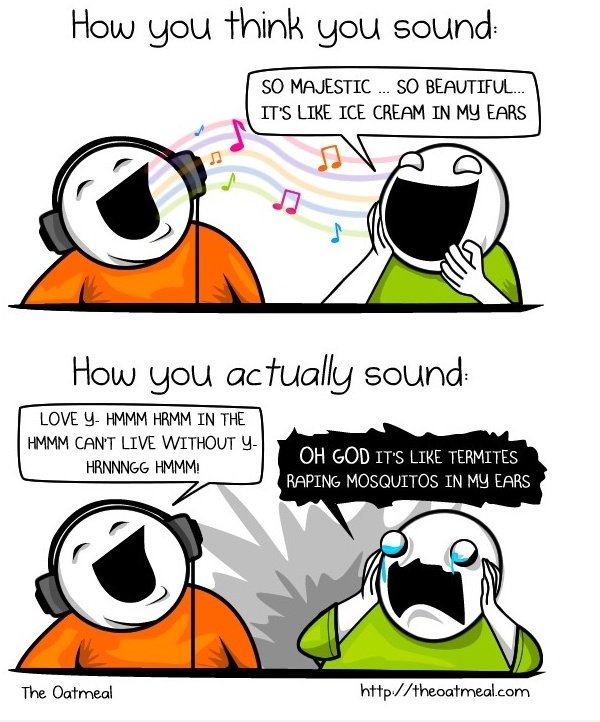 Singen mit Kopfhörer auf