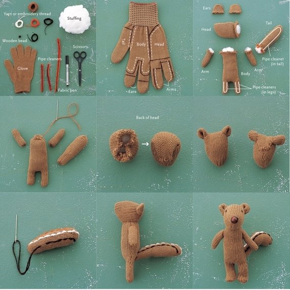 Recycled Handschuh chipmunk