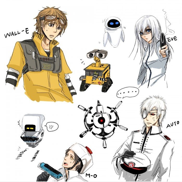 Menschliche Formen von Wall-E Characters
