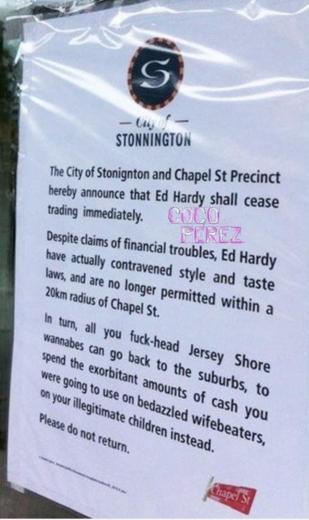 Ed Hardy in der australischen Stadt Gebannt