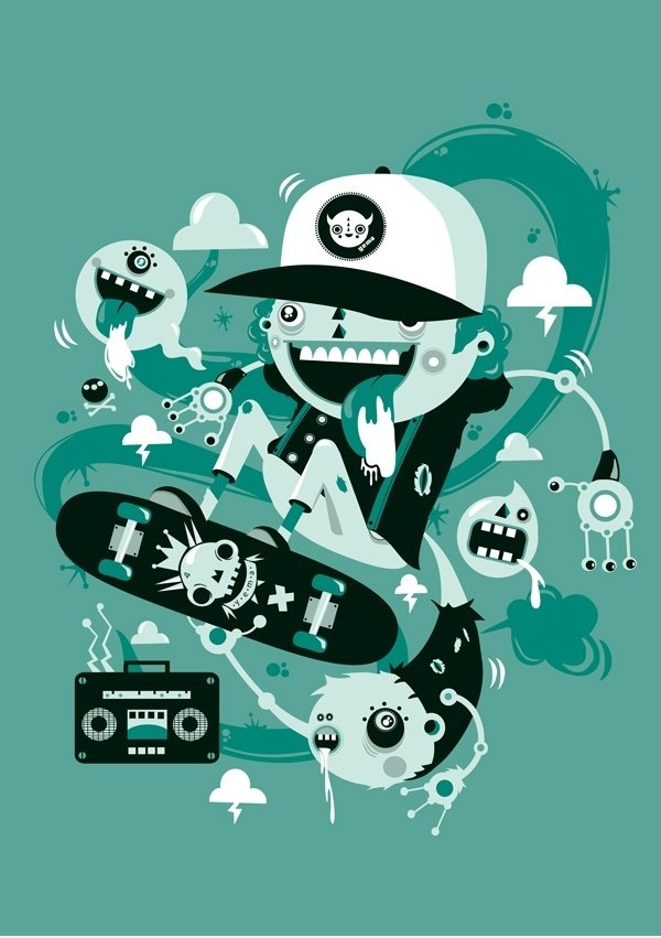 Ein Skateboard Design voller crazy stuff