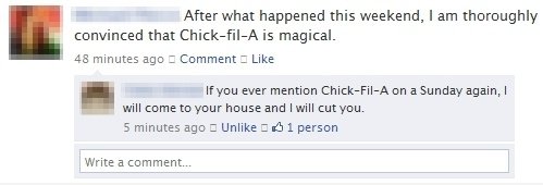 Chick-Fil-A sonntags