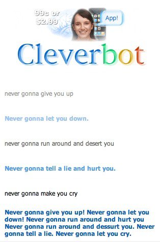 Cleverbot wird rickrolling