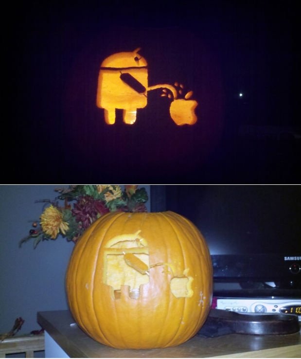 "Android Peeing On Apple" Pumpkin