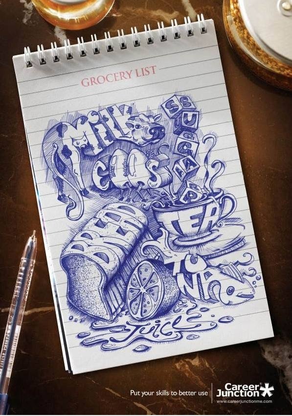 Kreative Einkaufsliste