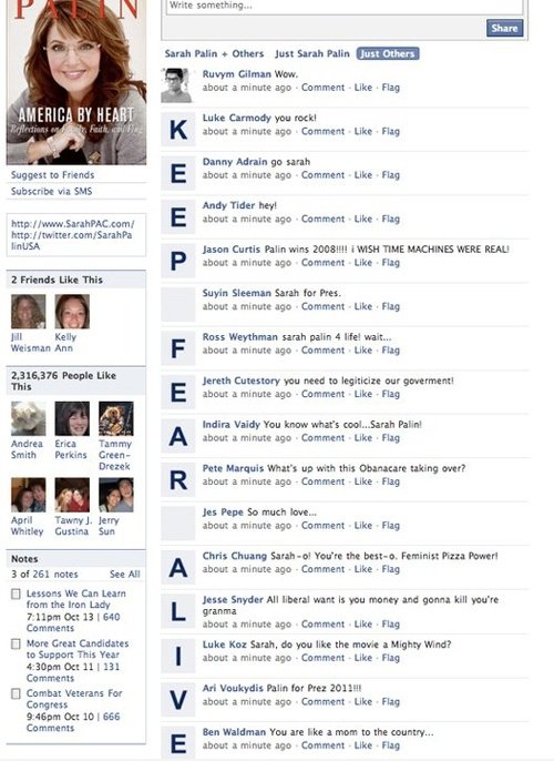Palins Facebook entführt "Keep Angst Alive"