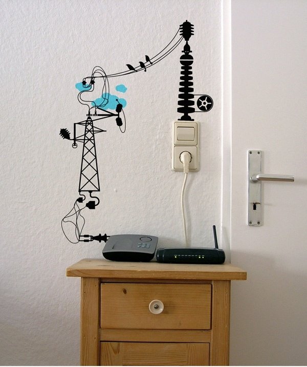 Aufkleber zu schmücken Stecker und Kabel