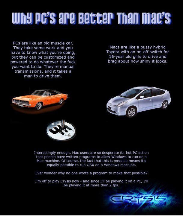 Mac vs PC, erklärte Auto.