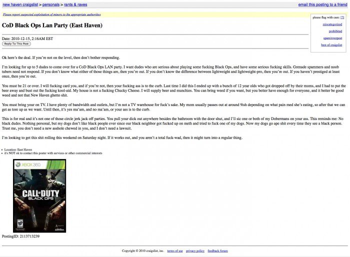 Organisieren einer Black Ops LAN Party auf Craigslist ..