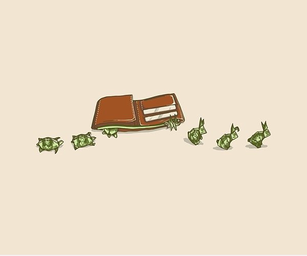 Geld Hasen und Schildkröten