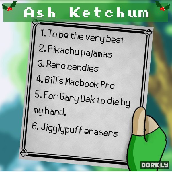 Ash Ketchum Christmas List