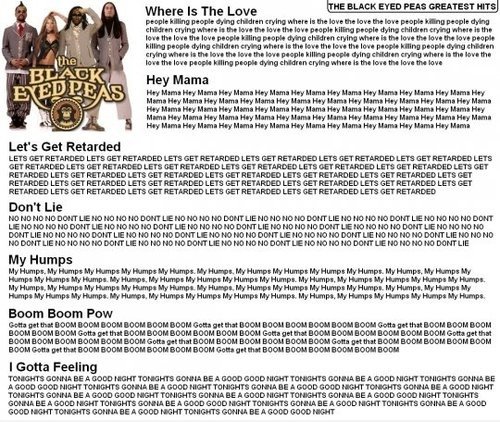 Black eyed peas greatest hits