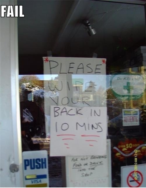 Bitte wischen Sie Ihren Rücken in 10 Minuten.