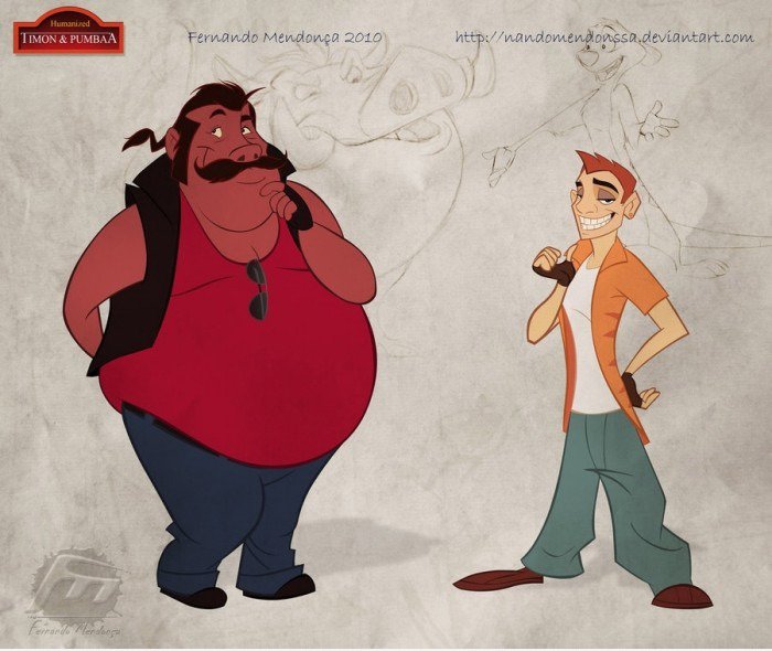 Humanisierte Timon und Pumba Körper