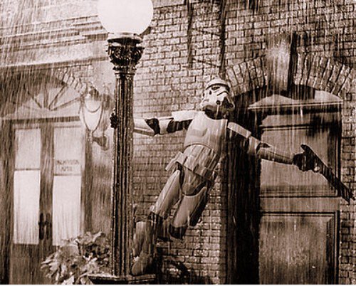"Ich bin troopin 'im regen ..."
