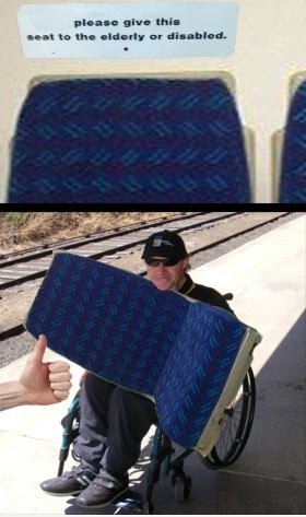 Bitte geben Sie diese Sitz in die ältere oder behinderte.