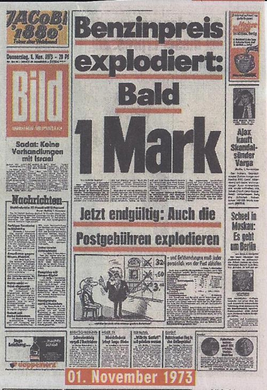 Benzinpreis explodiert - Bild-Zeitung 1973