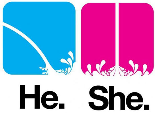creative heshe washroom sign