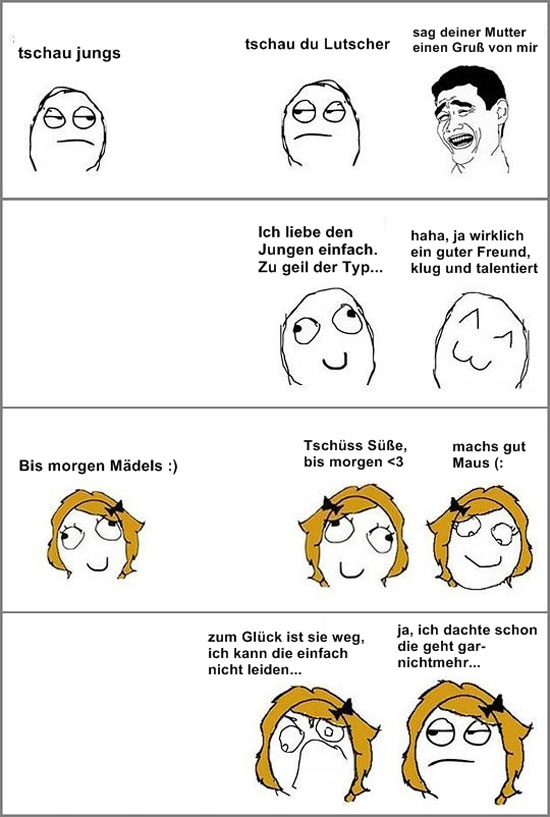 Der Unterschied zwischen Mädchen und Jungen bei der Verabschiedung eines Freundes...
