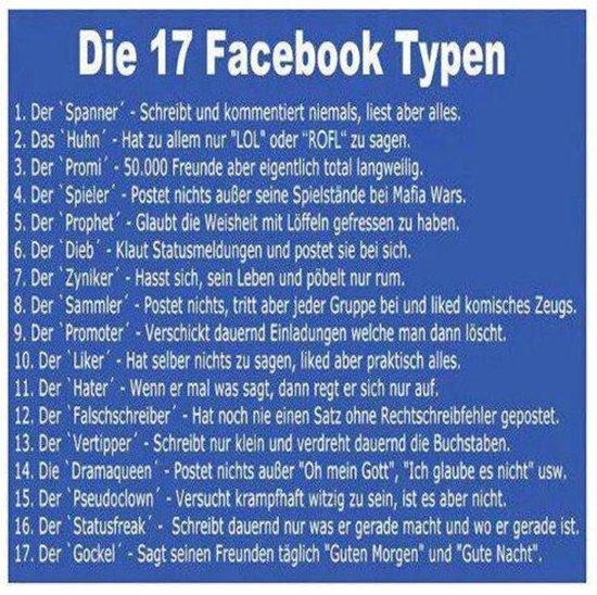 Die 17 Facebook Typen - Win Bild