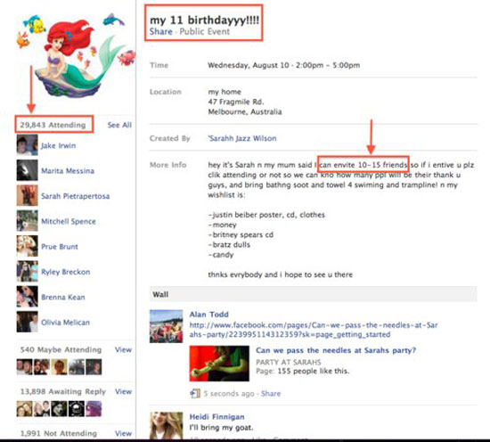 facebook birthday invitation