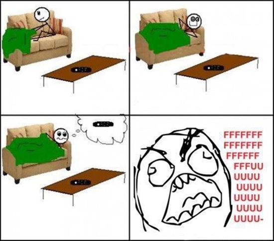 Gemütlich auf die Couch legen um Fern zu sehen - Rage Comic Bild