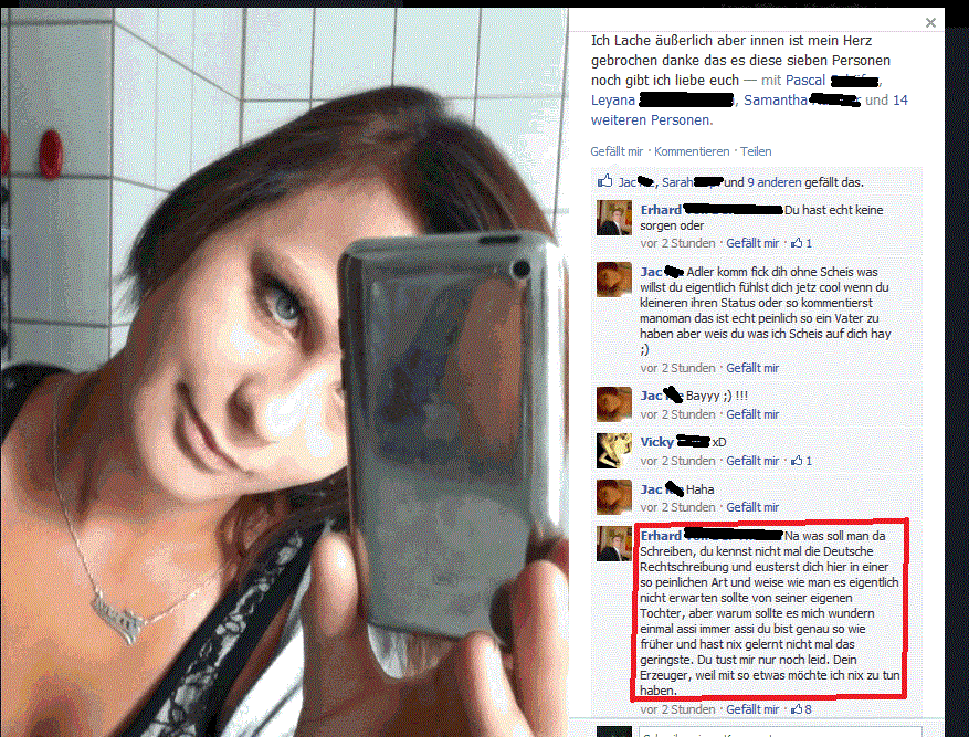Papa Tochter Facebook Auseinandersetzung