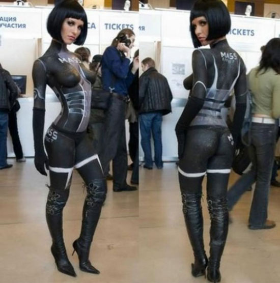 hot girl in mass effect bodypaint